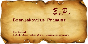Bosnyakovits Primusz névjegykártya